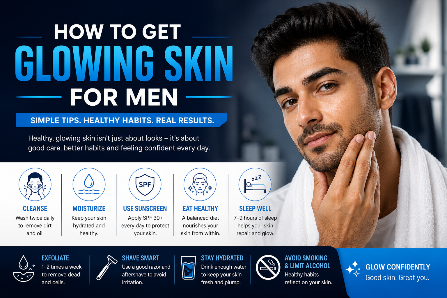 How to Get Glowing Skin for Men 10 Simple Skincare Tips for a Healthy Face